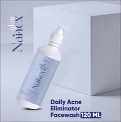 Nainex Glow Acne Eliminator Face Wash – 120ml  Daily Acne & Scar Treatment with 2% Salicylic Acid + Tea Tree Oil